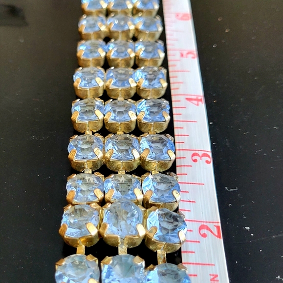 Vintage Womens Light Blue Acrylic Rhinestone Chain Belt - Picture 3 of 9